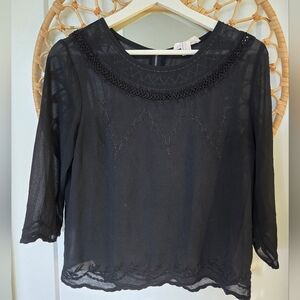 Forever 21 sheer embroidered blouse